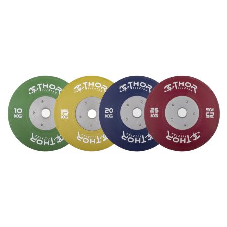 Thor Fitness Färgade Tävlingsbumper – robusta viktskivor för styrke- och tyngdlyftning