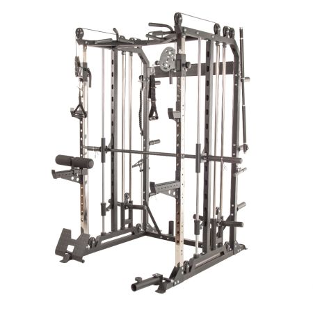 Thor Fitness Home Smith 025 – träningsstation med Smithstång, justerbara kabeldrag och säkerhetsstöd från sidan.