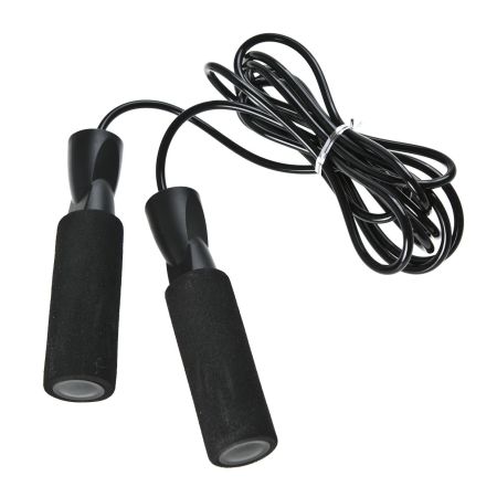 Svart Viktat hopprep med kullager och lång gummivajer