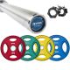 Skivstångsset 100 kg med PU-viktskivor (färg) & skivstång