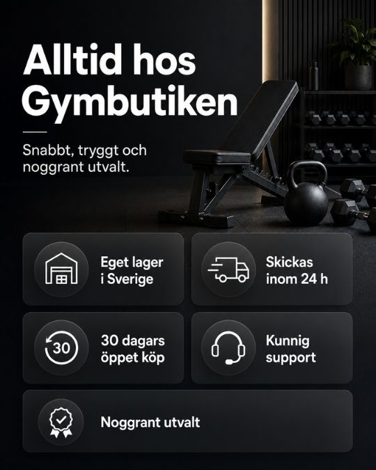 Alltid hos gymbutiken: 30 dagars öppet köp och snabb leverans