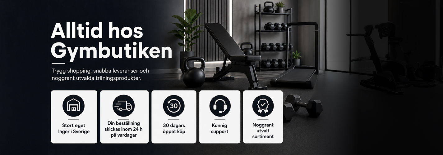 Alltid hos gymbutiken - 30 dagars öppet köp och snabb leverans.